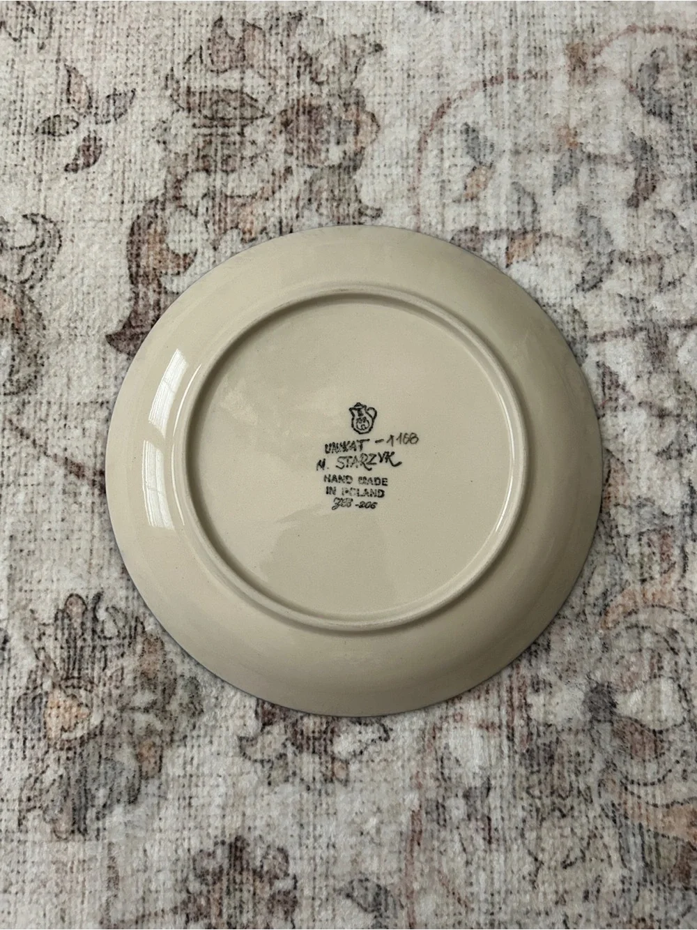 Handmade Polish Pottery Ceramic plate ceramika artystyczna plate Blue Pinkfloral